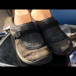 MERRELL Women's Suede Leather Slip-On Clogs Size 8 Lined Mules Encore Ice Shoes